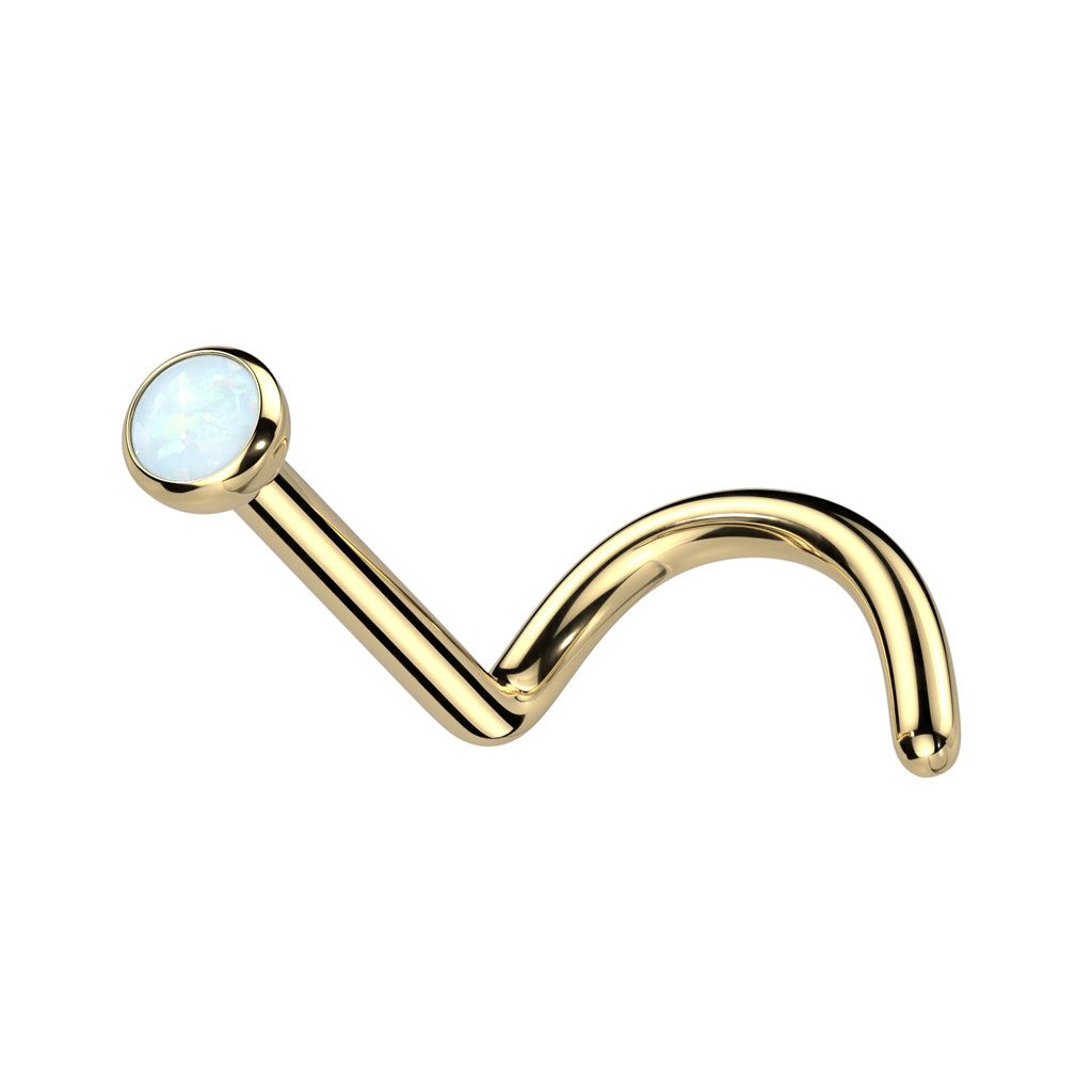 20G Titanium Opal Ball Top Nose L-Shape
